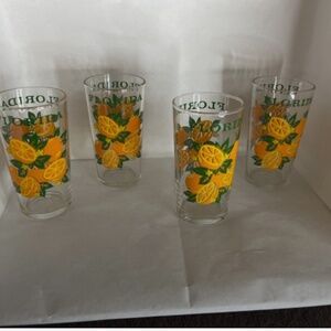 Set of (4) Vintage Florida Oranges Highball Glasses with Orange Design MCM